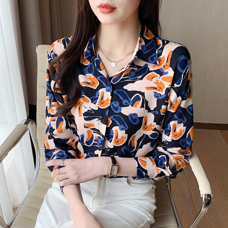 Új érkezett női Blusa Mujer tavaszi, őszi divathoz. Trendi nyomtatású, gombos női ing munkához és hétköznapokhoz