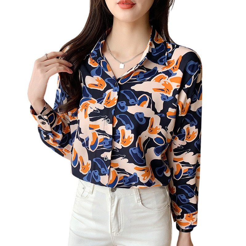 Új érkezett női Blusa Mujer tavaszi, őszi divathoz. Trendi nyomtatású, gombos női ing munkához és hétköznapokhoz