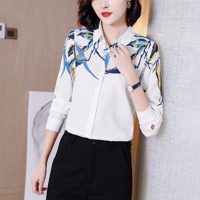 Nyomtatott ing Női Divatos hosszú ujjú virágos ingek Női felső