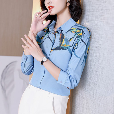Nyomtatott ing Női Divatos hosszú ujjú virágos ingek Női felső