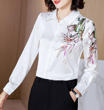 Nyomtatott ing Női Divatos hosszú ujjú virágos ingek Női felső
