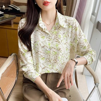 Нови елегантни блузи с щампи Ежедневни дамски ризи Модни дамски горнища с копчета blusa mujer