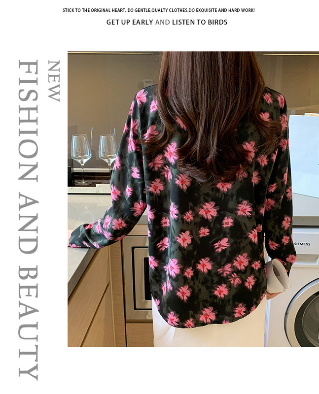 Stiilne naiste pluus stiilse välimuse jaoks Moodne trükkimine Nuppudega särgid Topid Kevadsuvised topid blusa mujer