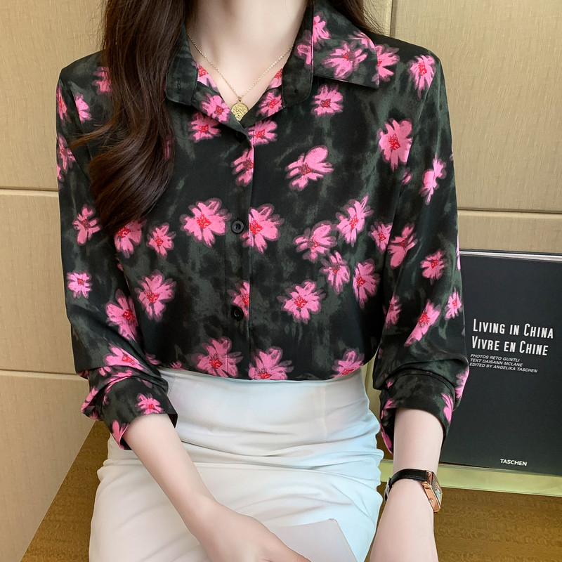 Stiilne naiste pluus stiilse välimuse jaoks Moodne trükkimine Nuppudega särgid Topid Kevadsuvised topid blusa mujer