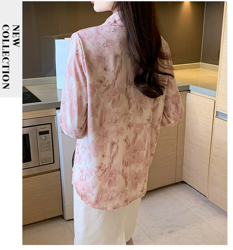 Stílusos női blúz az elegáns megjelenésért Divatnyomtatás Gombos ingek Felsők Tavaszi nyári felsők blusa mujer