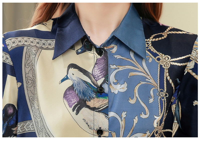 FANIECES S-3XL 블라우스 blusa mujer Női barokk ingek Blúzok Elegáns vintage nyomott elegáns blúz tavaszi hosszú ujjú felsők 6106