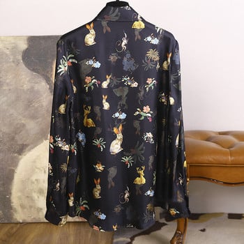Риза с принт на заек Дамски ризи с дълъг ръкав Camisas De Mujer Дамски топове