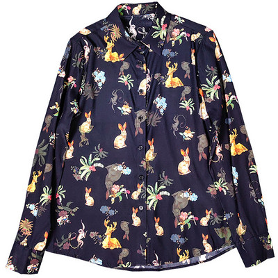 Jänese mustriga särk Naiste pikkade varrukatega särgid Camisas De Mujer naiste topid