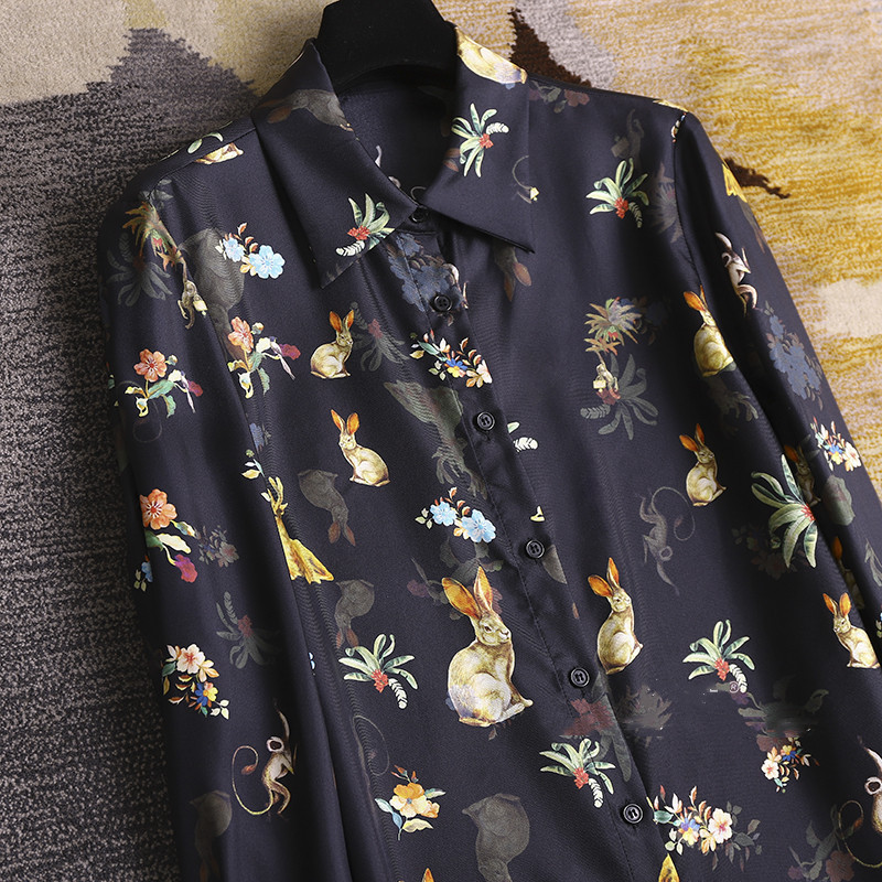 Jänese mustriga särk Naiste pikkade varrukatega särgid Camisas De Mujer naiste topid