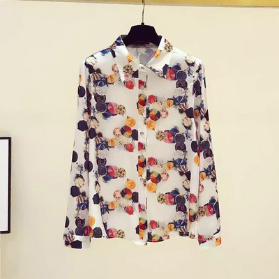 FANIECES блузка женская Alkalmi nyári, geometrikus nyomtatású ingek, hosszú ujjú, egysoros ing Divat irodai női felsők 6171