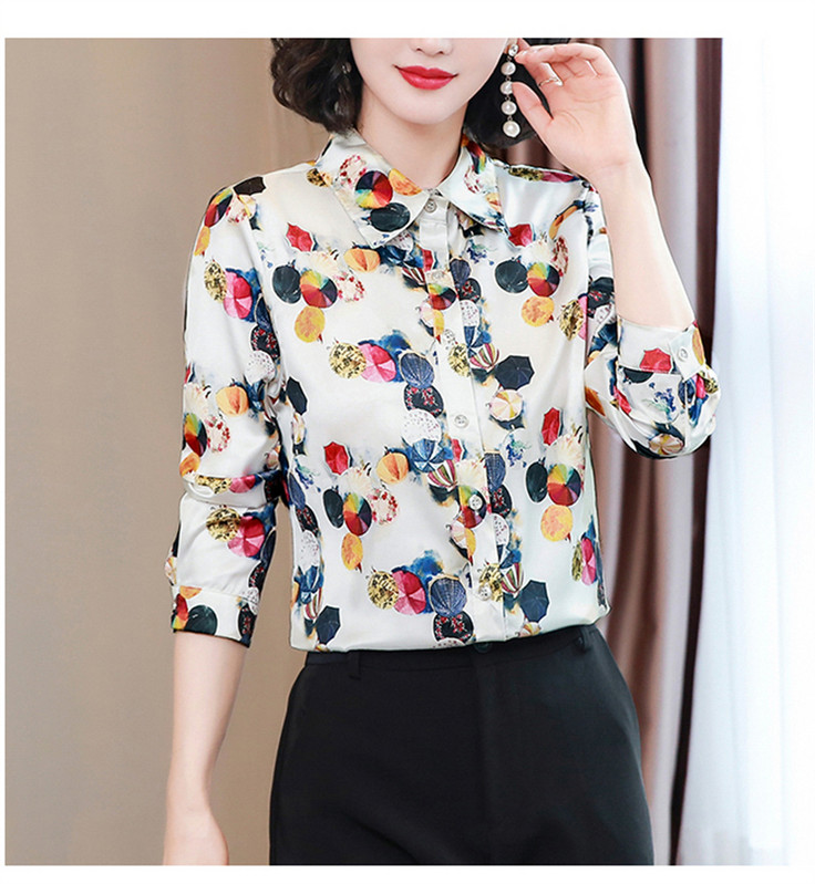 FANIECES блузка женская Alkalmi nyári, geometrikus nyomtatású ingek, hosszú ujjú, egysoros ing Divat irodai női felsők 6171