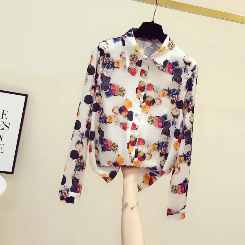 FANIECES блузка женская Alkalmi nyári, geometrikus nyomtatású ingek, hosszú ujjú, egysoros ing Divat irodai női felsők 6171