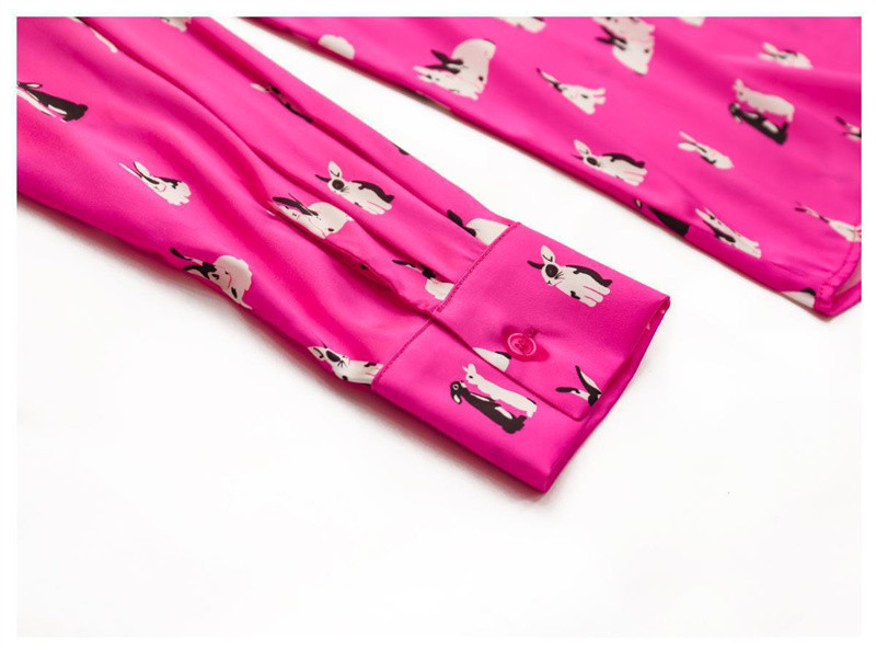 FANIECES S-4XL Dimensiuni Plus Femei Primăvară Vară Roz Imprimare Bluze Cămăși Damă Casual Mâneci Lungi Guler răsturnat Bluze Topuri 6726