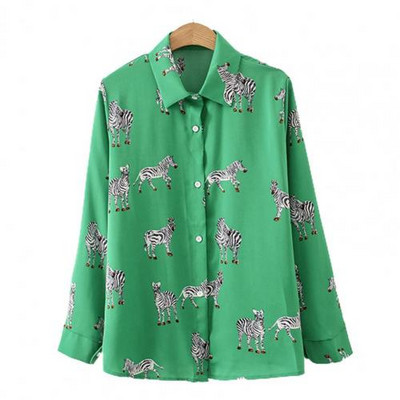 Jauns rudens sieviešu krekls, elegants, garām piedurknēm, dzīvnieku apdruka.