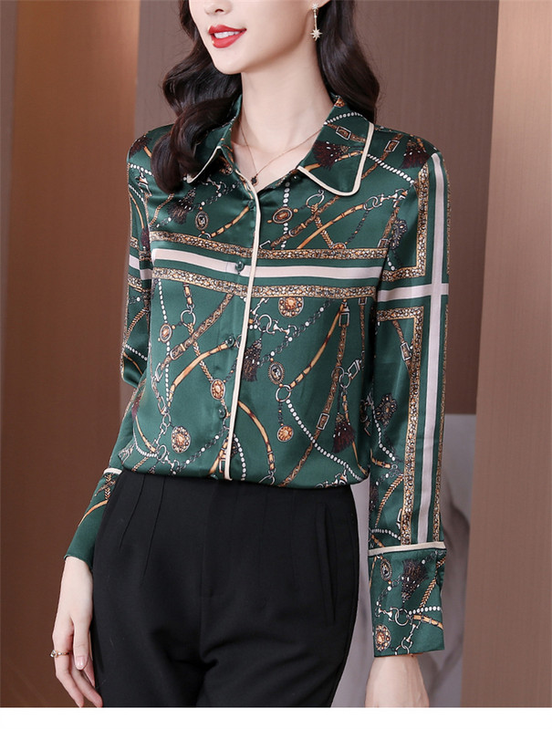 FANIECES S-3XL Vintage Printed 2024 Suvine naiste vabaaja pluus, pikkade varrukatega nööbid Oversize satiinsärk Naiste lahtised topid 6516