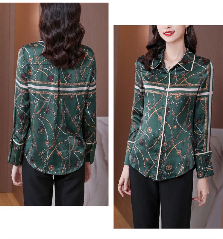 FANIECES S-3XL Vintage Printed 2024 Suvine naiste vabaaja pluus, pikkade varrukatega nööbid Oversize satiinsärk Naiste lahtised topid 6516