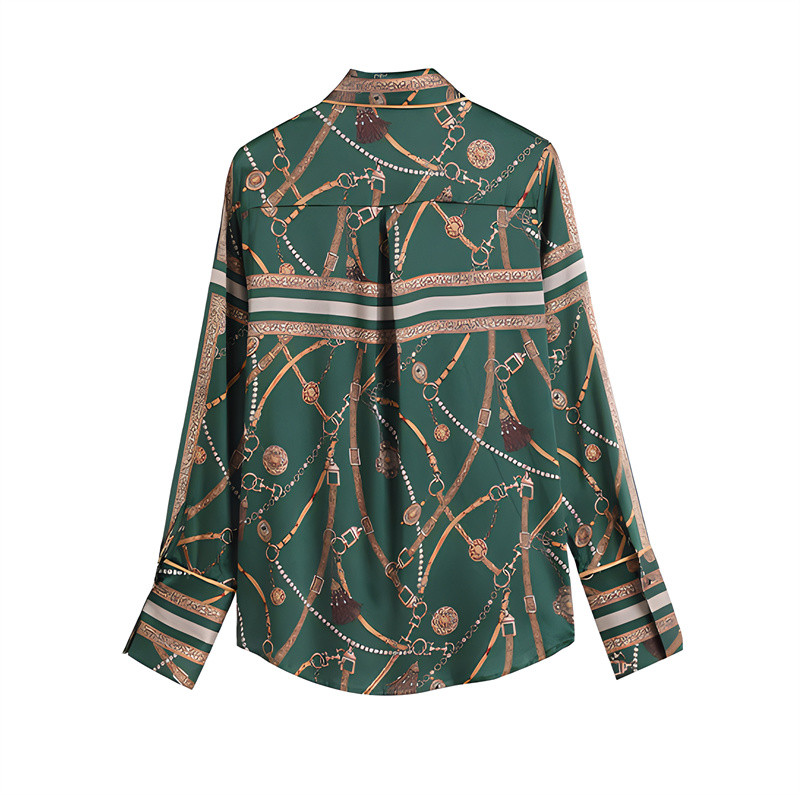 FANIECES S-3XL Vintage Printed 2024 Suvine naiste vabaaja pluus, pikkade varrukatega nööbid Oversize satiinsärk Naiste lahtised topid 6516