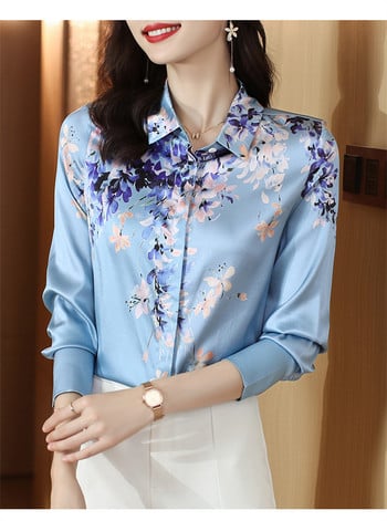FANIECES S-4XL Луксозни ризи с флорални щампи Дамски шифонени топове с дълъг ръкав и копчета Дамска блуза с V-образно деколте Blusas Mujer 6673