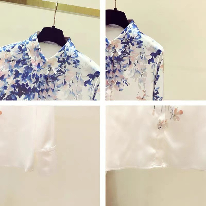 FANIECES S-4XL Luksuslikud lilledega mustriga särgid naiste pikkade varrukatega nööpidega šifoonist top naiste V-kaelusega pluus Blusas Mujer 6673