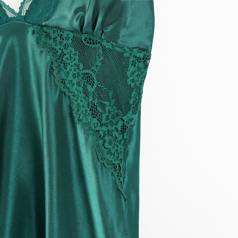 Modna ženska čipkana seksi spavaćica s remenom Žensko seksi donje rublje Satenska spavaćica Jednobojna kućna odjeća V-izrez s jastučićem za prsa Spavaćica