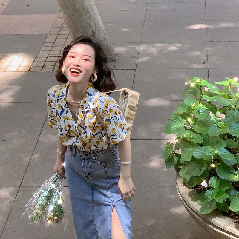 2022. őszi tavaszi női bő ing tulipán nyomott blúzok nőknek hosszú ujjú sifon felső női ruhák női alaping