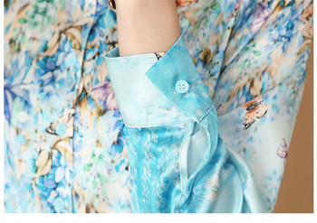 FANIECES S-4XL Големи размери Blusas Para Mujer Ризи със син принт за жени Лято Есен Горнища Дамска ежедневна блуза с дълъг ръкав