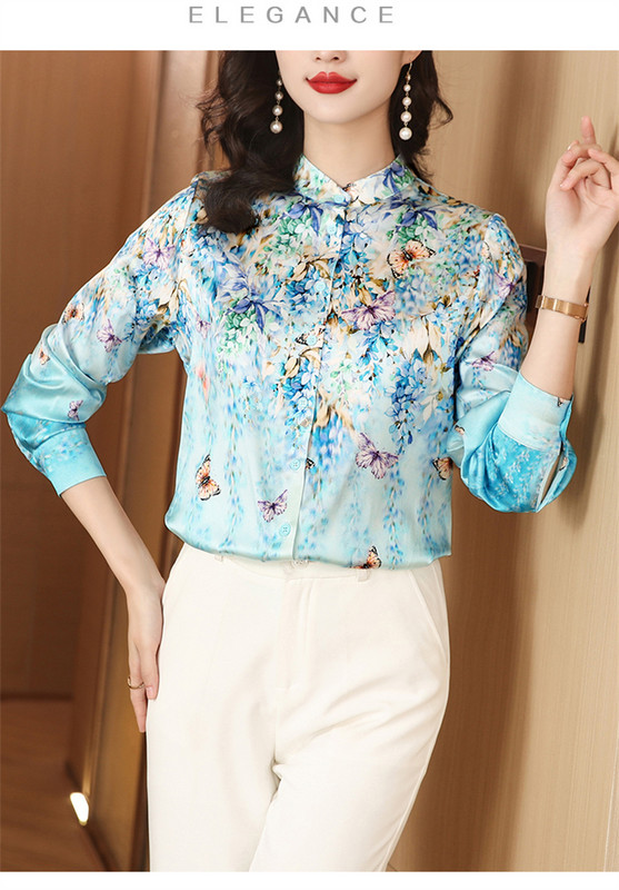 FANIECES S-4XL Nagy méretű Blusas Para Mujer Blue Print ingek Női Nyári Őszi felsők Női, alkalmi hosszú ujjú blúz