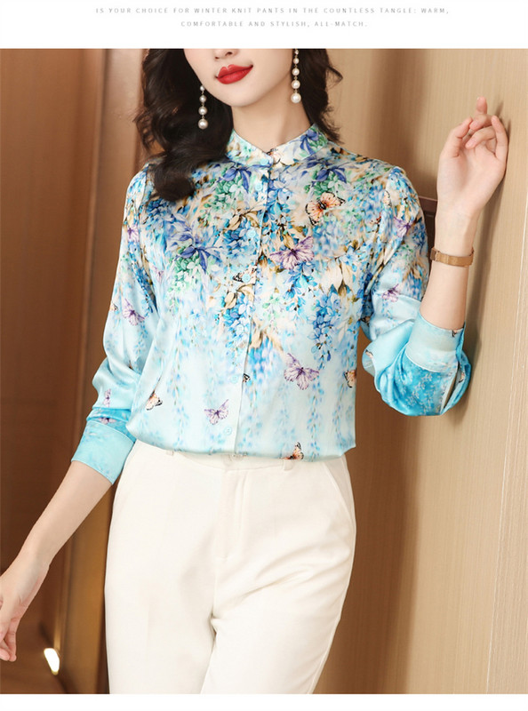 FANIECES S-4XL Nagy méretű Blusas Para Mujer Blue Print ingek Női Nyári Őszi felsők Női, alkalmi hosszú ujjú blúz