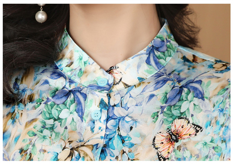 FANIECES S-4XL Nagy méretű Blusas Para Mujer Blue Print ingek Női Nyári Őszi felsők Női, alkalmi hosszú ujjú blúz