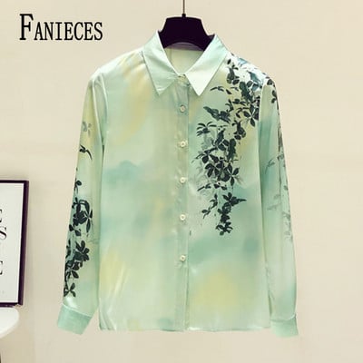 FANIECES S-4XL Γυναικεία Lace Up Print Κομψά πουκάμισα Άνοιξη Φθινόπωρο Γυναικείες μπλούζες γραφείου Casual μακρυμάνικα μπλουζάκια Blusa Mujer Moda 2024