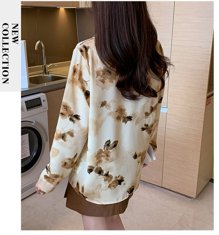 Stiilne naiste pluus stiilse välimuse jaoks Moodne trükkimine Nuppudega särgid Topid Kevadsuvised topid blusa mujer