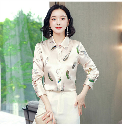 FANIECES S-4XL Kevadvintage satiinist naiste pluus Sügisene polo krae nööbiga pikkade varrukatega särk Elegantne vabaaja topid 6197