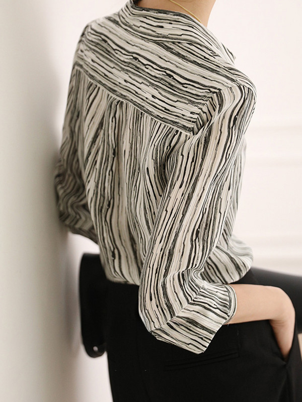 Moodne luksuslik naiste särk Prantsusmaa stiilis naiste trükkimine pluus Kevad Sügis Pikad varrukad Topid blusa mujer