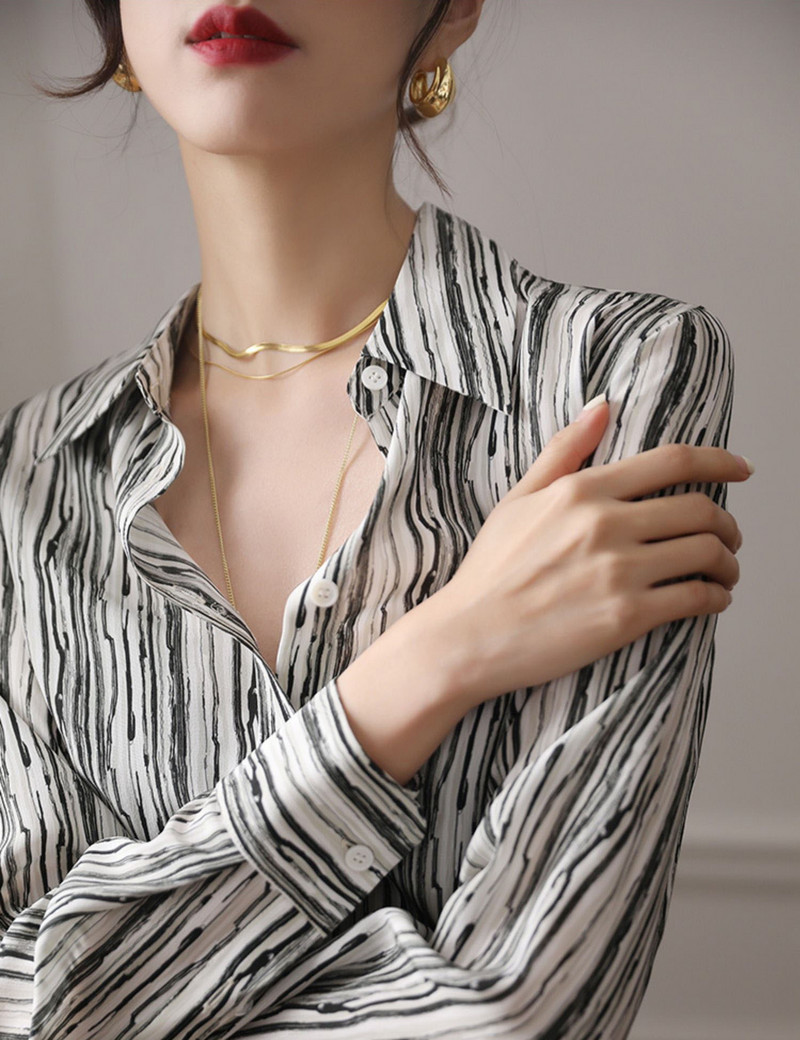 Moodne luksuslik naiste särk Prantsusmaa stiilis naiste trükkimine pluus Kevad Sügis Pikad varrukad Topid blusa mujer