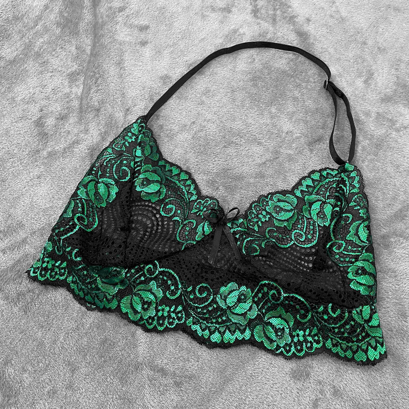 Női egzotikus szettek Szexi áttetsző virágos csipke pizsama fehérnemű szett magas derekú hálóruha melltartó és bugyi 2 részes hálóruha S XXL