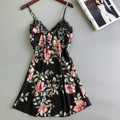 Naiste naiste seksikad magamisriided pitsist V-kaelusega Babydoll aluspesu lilleline siidist öökleit polsterdatud rinnahoidjaga