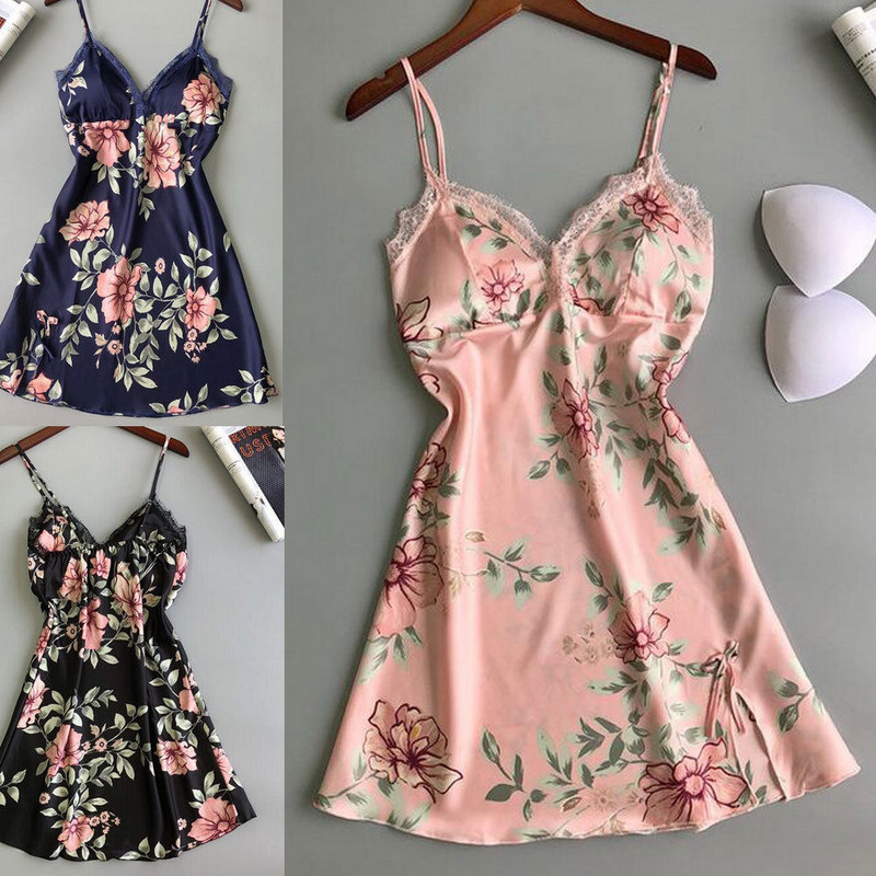 Naiste naiste seksikad magamisriided pitsist V-kaelusega Babydoll aluspesu lilleline siidist öökleit polsterdatud rinnahoidjaga