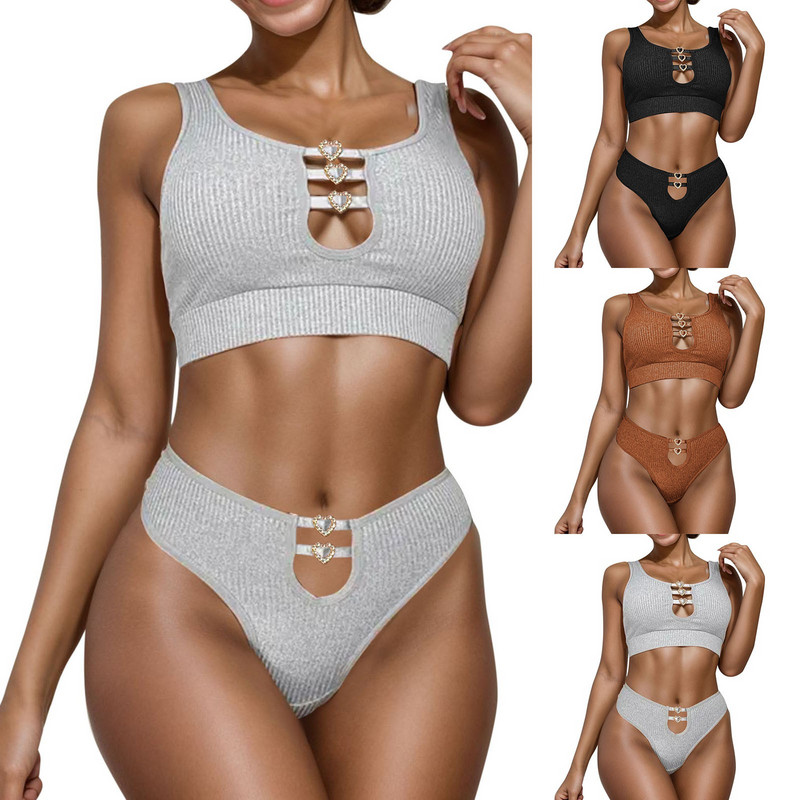 Naiste sportlik pesukomplekt Virsikuvärvi südamega pandlaga spordirinnahoidja, juhtmevaba Push Up õmblusteta aluspesu Naiste komplekt Seksikas pesuriietus