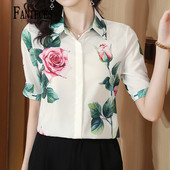 FANIECES S-3XL 한국인후기많은옷 camisas Wear Work Női blúzok Virágmintás ing Nyári felsők Koreai alkalmi blúz Női Blusas 6798