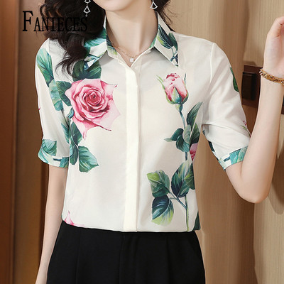 FANIECES S-3XL 한국인후기많은옷 camisas Wear Work Női blúzok Virágmintás ing Nyári felsők Koreai alkalmi blúz Női Blusas 6798