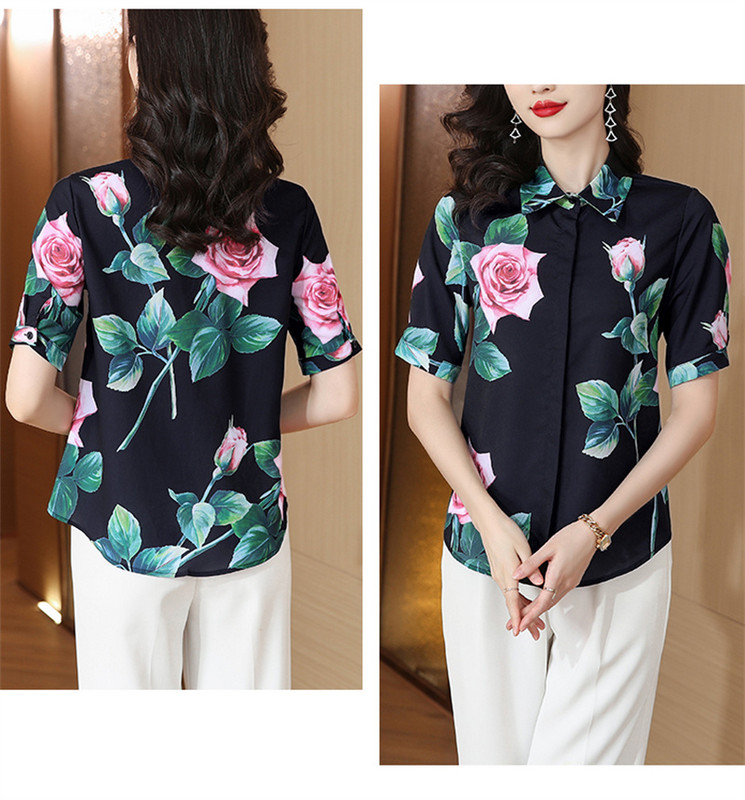 FANIECES S-3XL 한국인후기많은옷 camisas Wear Work Női blúzok Virágmintás ing Nyári felsők Koreai alkalmi blúz Női Blusas 6798