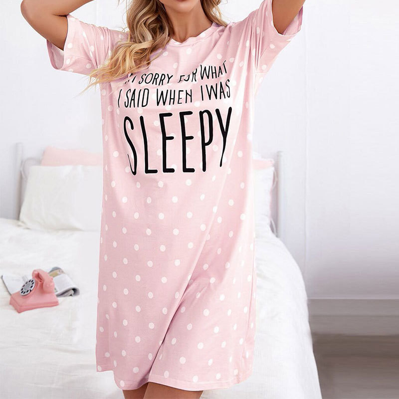 Sügisene naiste öösärk Puuvillane öösärk Salongiriided Multifilm Armsad printidega öösärgid vabaaja magamisriided Naiste magamiskleit Pjs