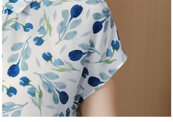 FANIECES S-3XL Блуза с флорални щампи Лятна дамска риза с къс ръкав 2024 Модни работни празнични горнища Ежедневни Blusas Туника 6800﻿