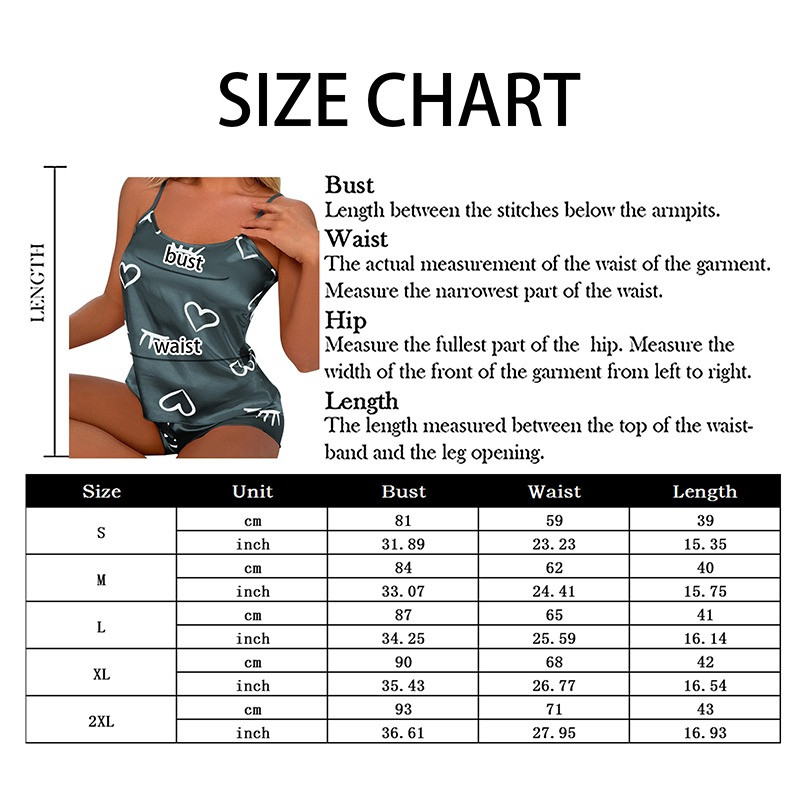 Uus Sexy Heart Print pidžaamakomplekt Naiste 2-osaline magamisriided pidžaama siidist satiinist Cami top ja lühikesed püksid pidžaama suvine pidžaamakomplekt