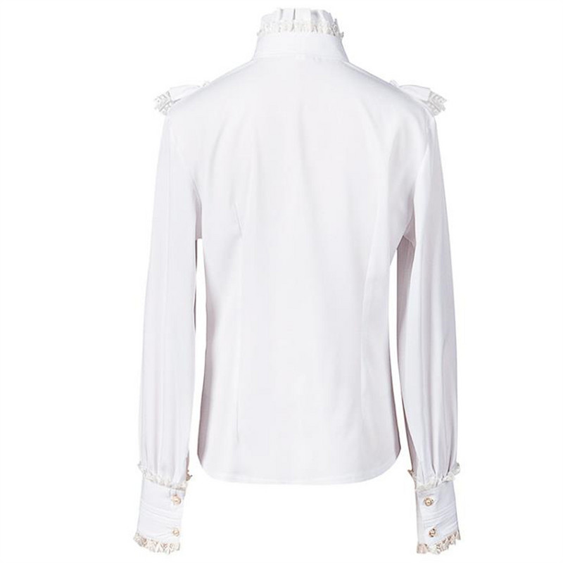 Gótikus ingek Női Vintage Lolita Stílus Gigot Sleeve Blúzok Lányok Viktoriánus Édes Csipke Fodor Fáslók Blusas Mujer