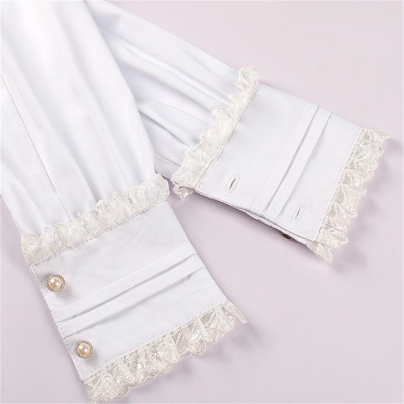 Gótikus ingek Női Vintage Lolita Stílus Gigot Sleeve Blúzok Lányok Viktoriánus Édes Csipke Fodor Fáslók Blusas Mujer