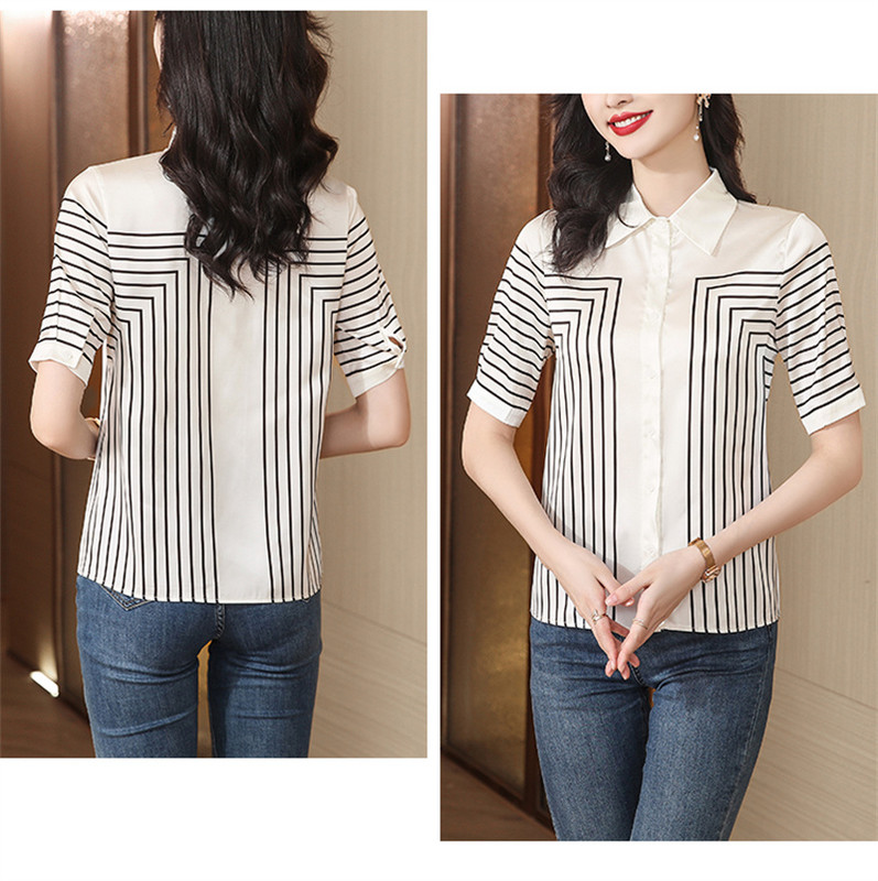 FANIECES Dimensiune Plus S-4XL Femei Vară Toamnă Bluze Cămăși Damă Casual Mânecă scurtă Guler răsturnat Bluza cu imprimeu Top