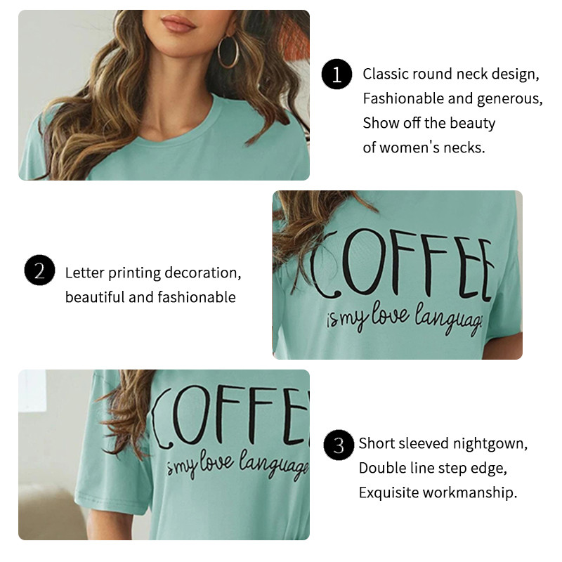 Naiste öösärk suvine lühikeste varrukatega öökleit öösärk Pehme mugav magamisriietus Kirjatrükiga ööriided kodurõivad naistele