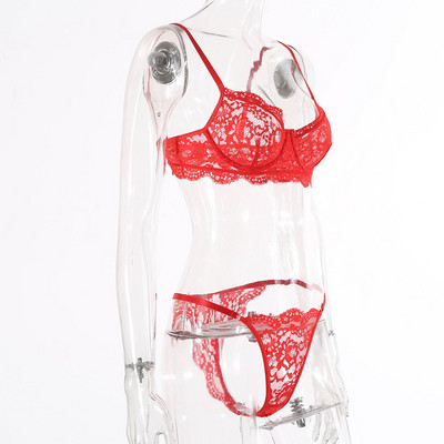 Komplet čipkanog grudnjaka Žensko donje rublje seksi set grudnjaka i tangi čipkane cvjetne tange prozračno donje rublje SML crno ružičasto bijele gaćice