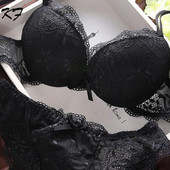 Push up čipkasti grudnjak i komplet gaćica Žensko donje rublje i gaćice s dubokim V vezom